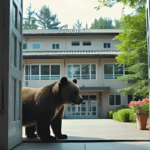 夏休み中の学校にクマが侵入?!副校長が身を挺して生徒を守った驚きの瞬間!