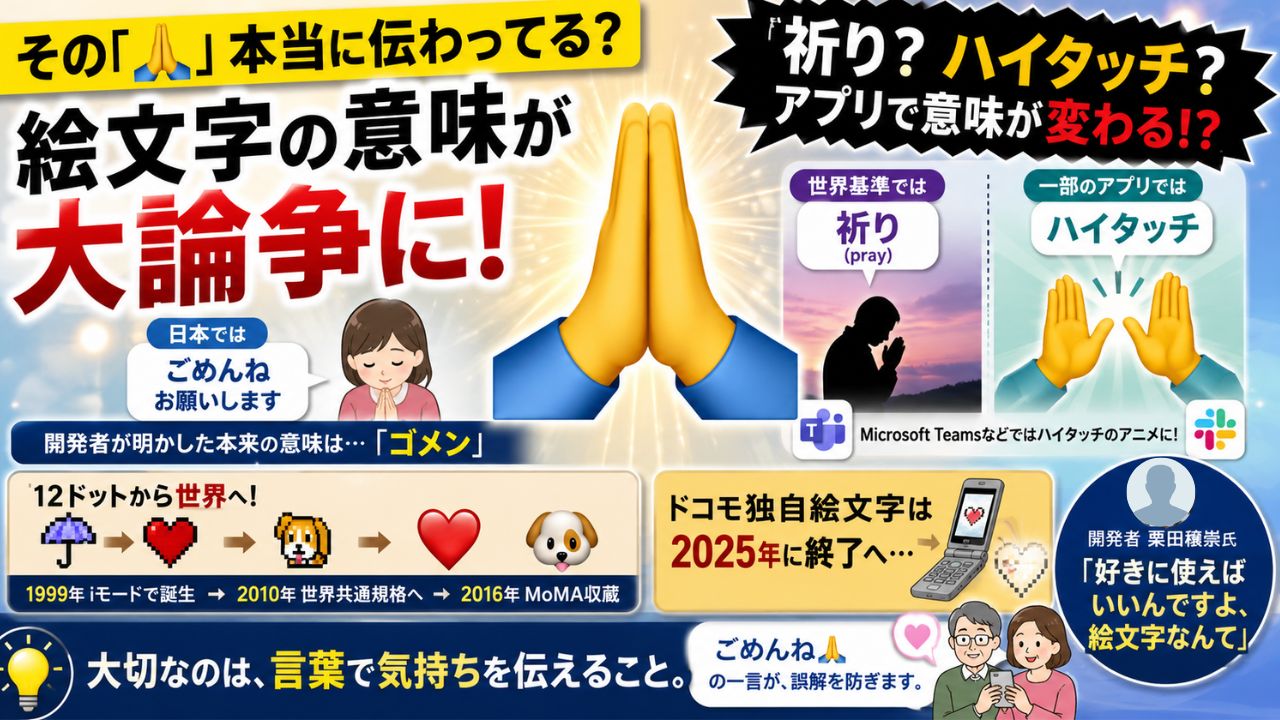 絵文字の合掌はハイタッチ？生みの親が語った「本来の理由」と生活への影響
